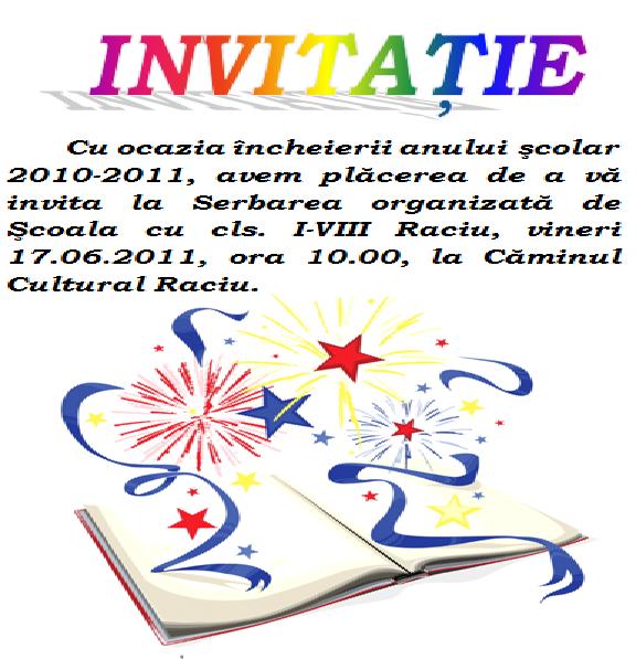 Invitatie La Serbare Furnicutele 2012 2013
